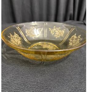 Vintage Amber Glass Vegetable Bowl Sharon / Cabbage Rose Federal Glass Co. 1935